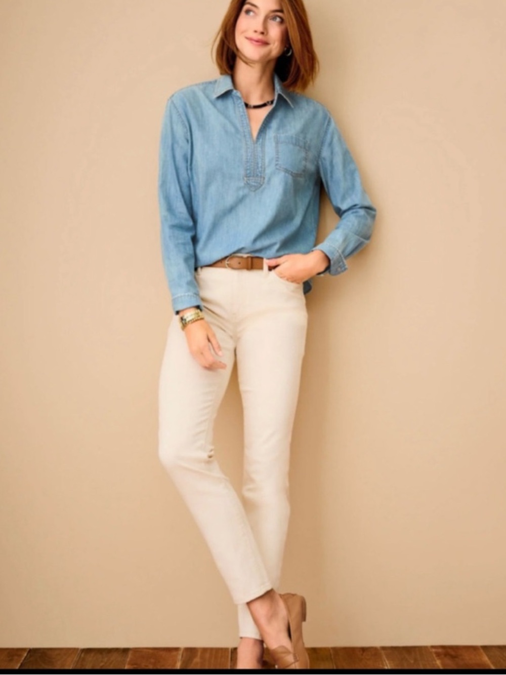 NWOT Talbots Petite Slim Ankle Jeans~Natural